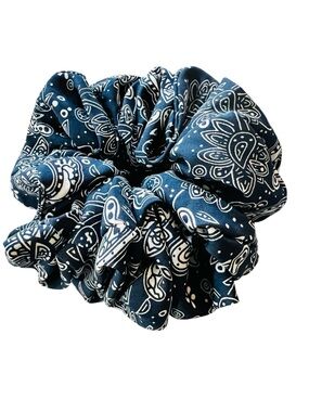 Navy Blue Bandana Print Scrunchie New